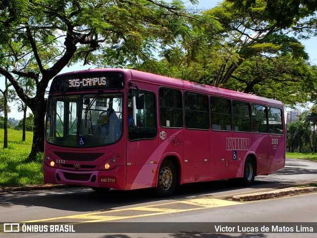 TCGL - Transportes Coletivos Grande Londrina 3353 na cidade de Londrina, Paraná, Brasil, por Victor Lucas de Matos Lima. ID da foto: 9900941.