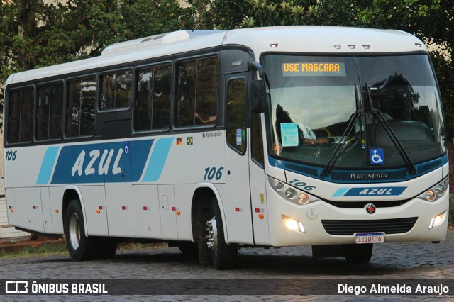 Expresso Azul 106 na cidade de Carazinho, Rio Grande do Sul, Brasil, por Diego Almeida Araujo. ID da foto: 9913547.