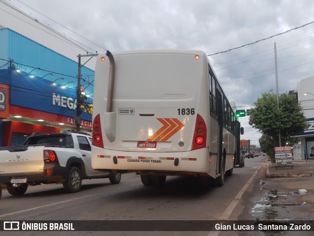 Transvida Transporte Coletivo 1836 na cidade de Ji-Paraná, Rondônia, Brasil, por Gian Lucas  Santana Zardo. Número da foto: #9916050.