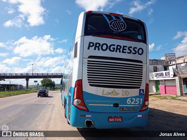 Auto Viação Progresso 6251 na cidade de Goiana, Pernambuco, Brasil, por Jonas Alves. ID da foto: 9917949.
