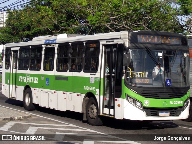 Viação Vera Cruz RJ 205.039 na cidade de Rio de Janeiro, Rio de Janeiro, Brasil, por Jorge Gonçalves. Número da foto: #9932009.