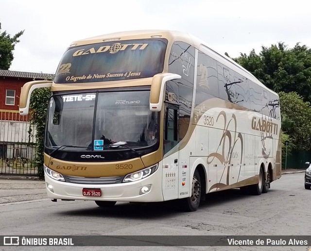 Auto Viação Gadotti 3520 na cidade de São Paulo, São Paulo, Brasil, por Vicente de Paulo Alves. ID da foto: 9932733.