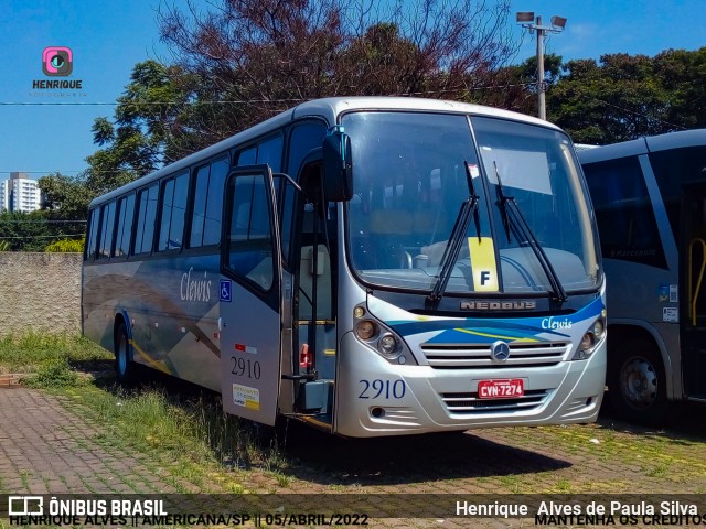 Viação Clewis 2910 na cidade de Americana, São Paulo, Brasil, por Henrique Alves de Paula Silva. ID da foto: 9936236.