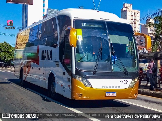 Viação Mana Transportes 14051 na cidade de Campinas, São Paulo, Brasil, por Henrique Alves de Paula Silva. ID da foto: 9943406.