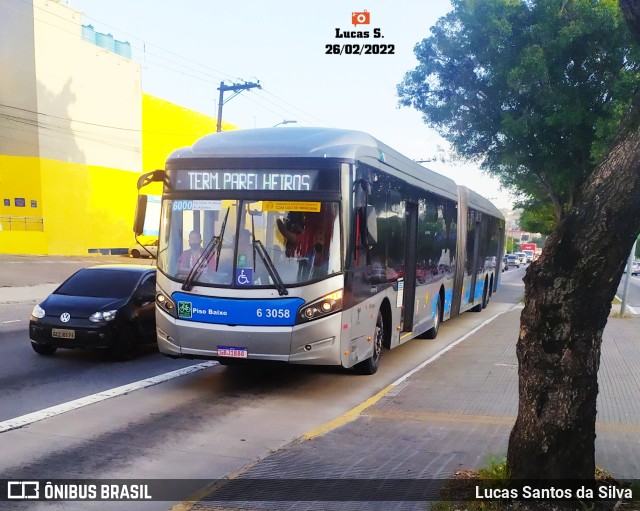 Viação Paratodos > São Jorge > Metropolitana São Paulo > Mobibrasil 6 3058 na cidade de São Paulo, São Paulo, Brasil, por Lucas Santos da Silva. Número da foto: #9943995.