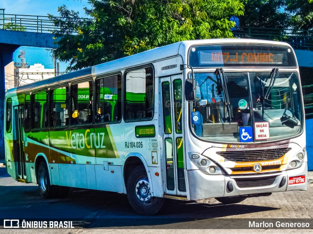 Auto Ônibus Vera Cruz RJ 104.026 na cidade de Duque de Caxias, Rio de Janeiro, Brasil, por Marlon Generoso. ID da foto: 9947371.