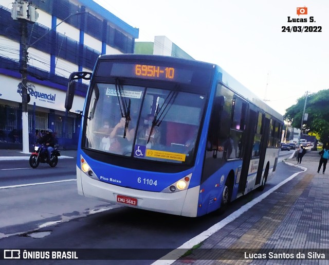 Viação Grajaú S.A. 6 1104 na cidade de São Paulo, São Paulo, Brasil, por Lucas Santos da Silva. ID da foto: 9949168.