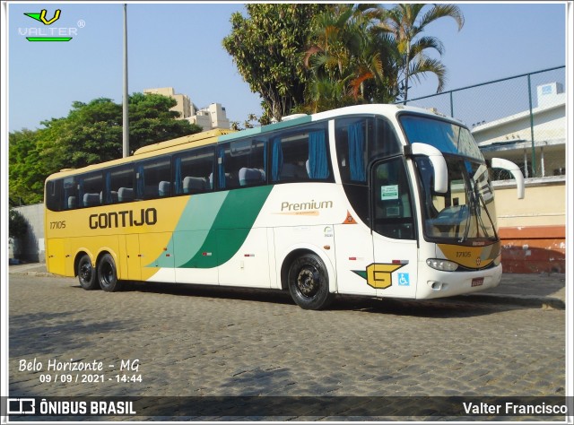 Empresa Gontijo de Transportes 17105 na cidade de Belo Horizonte, Minas Gerais, Brasil, por Valter Francisco. ID da foto: 9948482.