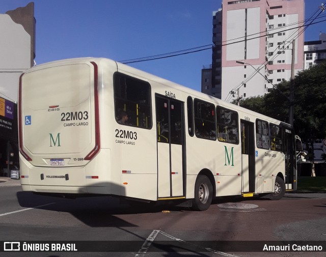 Empresa de Ônibus Campo Largo 22M03 na cidade de Curitiba, Paraná, Brasil, por Amauri Caetano. ID da foto: 9954311.