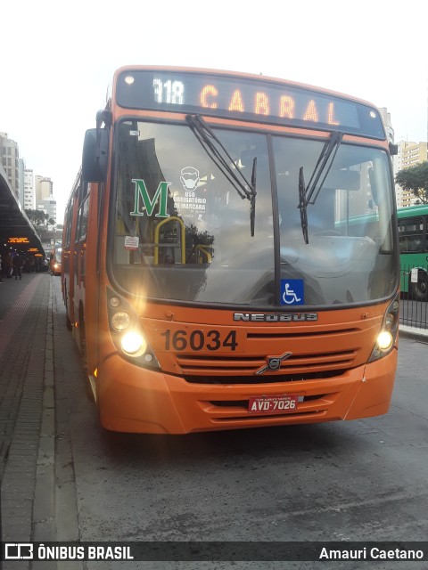 Viação Tamandaré 16034 na cidade de Curitiba, Paraná, Brasil, por Amauri Caetano. Número da foto: #9952069.
