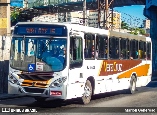Auto Ônibus Vera Cruz RJ 104.026 na cidade de Duque de Caxias, Rio de Janeiro, Brasil, por Marlon Generoso. Número da foto: #9954446.