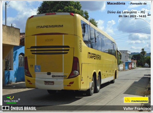 Viação Itapemirim 60089 na cidade de Divino das Laranjeiras, Minas Gerais, Brasil, por Valter Francisco. ID da foto: 9955260.