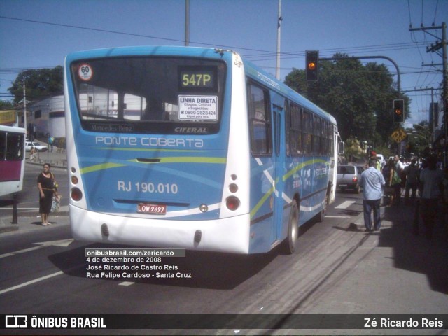 Viação Ponte Coberta RJ 190.010 na cidade de Rio de Janeiro, Rio de Janeiro, Brasil, por Zé Ricardo Reis. ID da foto: 9957437.