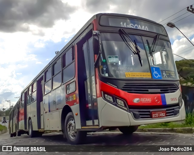 Rigras Transporte Coletivo e Turismo 955 na cidade de Ribeirão Pires, São Paulo, Brasil, por Joao Pedro284. ID da foto: 9886275.