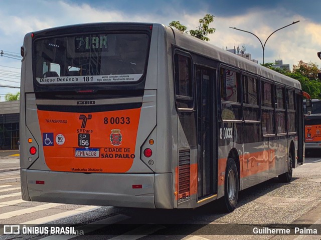 TRANSPPASS - Transporte de Passageiros 8 0033 na cidade de São Paulo, São Paulo, Brasil, por Guilherme  Palma. ID da foto: 9887499.