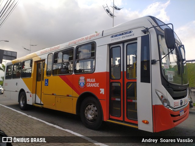 Viação Piracicabana Praia Grande 3111 na cidade de Praia Grande, São Paulo, Brasil, por Andrey  Soares Vassão. Número da foto: #9889603.