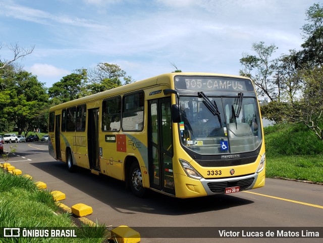 TCGL - Transportes Coletivos Grande Londrina 3333 na cidade de Londrina, Paraná, Brasil, por Victor Lucas de Matos Lima. Número da foto: #9894465.