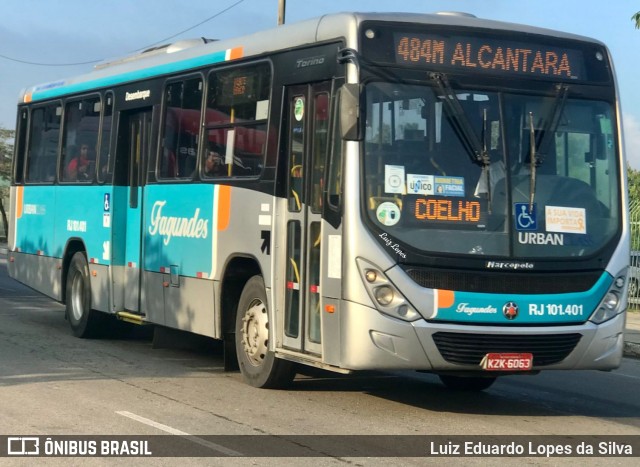 Auto Ônibus Fagundes RJ 101.401 na cidade de Niterói, Rio de Janeiro, Brasil, por Luiz Eduardo Lopes da Silva. ID da foto: 9986482.