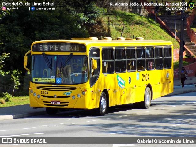 Viação Jundiaiense 2104 na cidade de Jundiaí, São Paulo, Brasil, por Gabriel Giacomin de Lima. Número da foto: #9993029.