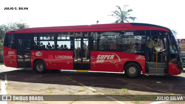 Londrisul Transportes Coletivos 2203 na cidade de Londrina, Paraná, Brasil, por JULIO SILVA. ID da foto: 9993733.