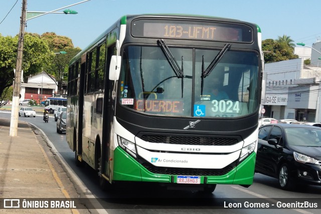 Expresso Caribus Transportes 3024 na cidade de Cuiabá, Mato Grosso, Brasil, por Leon Gomes. Número da foto: #9993182.