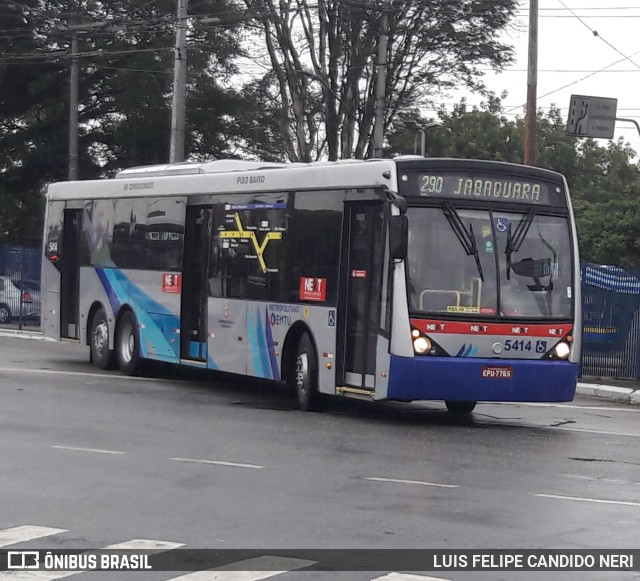 Next Mobilidade - ABC Sistema de Transporte 5414 na cidade de São Paulo, São Paulo, Brasil, por LUIS FELIPE CANDIDO NERI. Número da foto: #9995677.