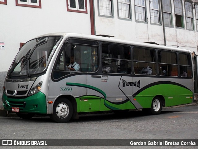 Turin Transportes 3260 na cidade de Ouro Preto, Minas Gerais, Brasil, por Gerdan Gabriel Bretas Corrêa. Número da foto: #9995571.