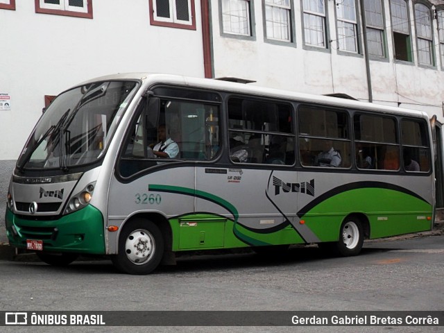 Turin Transportes 3260 na cidade de Ouro Preto, Minas Gerais, Brasil, por Gerdan Gabriel Bretas Corrêa. ID da foto: 9995571.