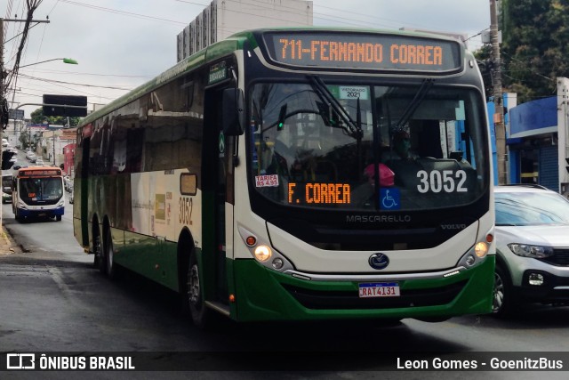 Expresso Caribus Transportes 3052 na cidade de Cuiabá, Mato Grosso, Brasil, por Leon Gomes. ID da foto: 9997970.