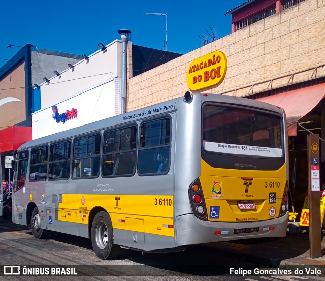 Transunião Transportes 3 6110 na cidade de São Paulo, São Paulo, Brasil, por Felipe Goncalves do Vale. ID da foto: 9999348.