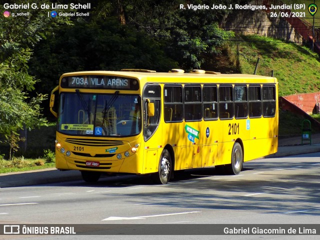 Viação Jundiaiense 2101 na cidade de Jundiaí, São Paulo, Brasil, por Gabriel Giacomin de Lima. ID da foto: 10004548.