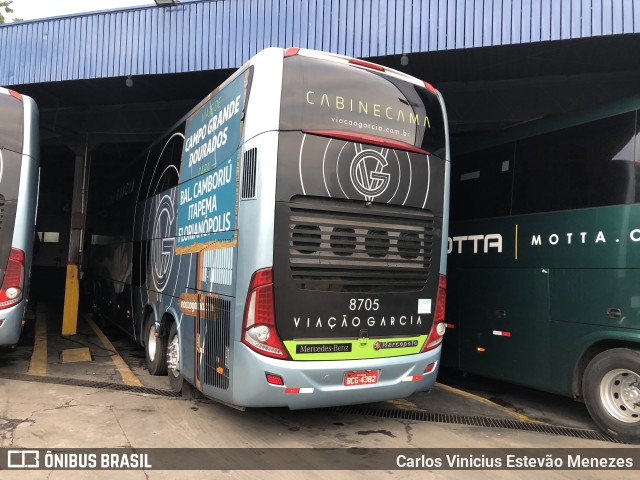 Viação Garcia 8705 na cidade de Presidente Prudente, São Paulo, Brasil, por Carlos Vinicius Estevão Menezes. Número da foto: #10007496.