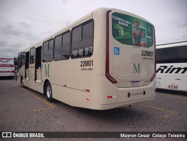 Empresa de Ônibus Campo Largo 22M01 na cidade de Curitiba, Paraná, Brasil, por Mayron Cesar  Colaço Teixeira. ID da foto: 10005817.