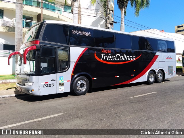 Viação Três Colinas 2205 na cidade de Caldas Novas, Goiás, Brasil, por Carlos Alberto Gibin. ID da foto: 10005851.