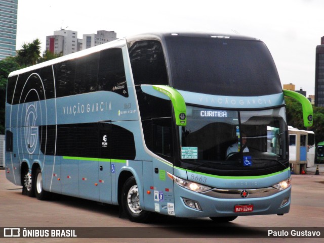 Viação Garcia 8663 na cidade de Curitiba, Paraná, Brasil, por Paulo Gustavo. ID da foto: 9965723.