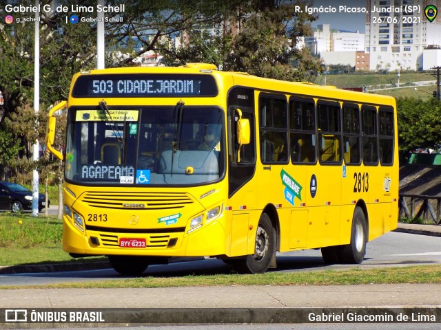 Viação Jundiaiense 2813 na cidade de Jundiaí, São Paulo, Brasil, por Gabriel Giacomin de Lima. ID da foto: 10017575.