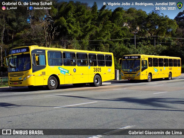 Auto Ônibus Três Irmãos 3805 na cidade de Jundiaí, São Paulo, Brasil, por Gabriel Giacomin de Lima. Número da foto: #10025407.