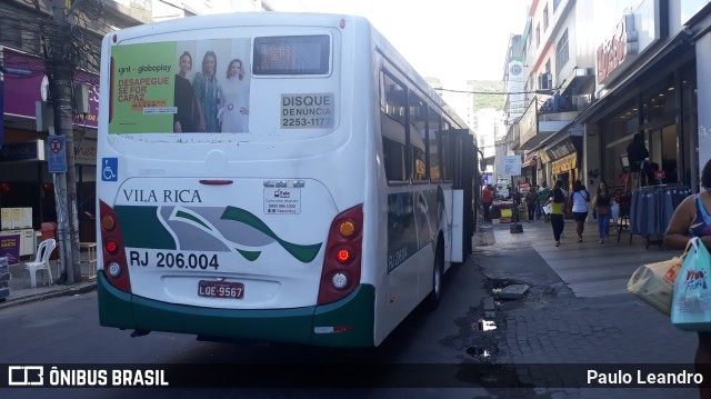 Viação Vila Rica RJ 206.004 na cidade de Nova Iguaçu, Rio de Janeiro, Brasil, por Paulo Leandro. ID da foto: 10030466.