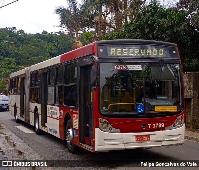 Viação Metrópole Paulista - Zona Sul 7 3789 na cidade de São Paulo, São Paulo, Brasil, por Felipe Goncalves do Vale. ID da foto: 10029401.