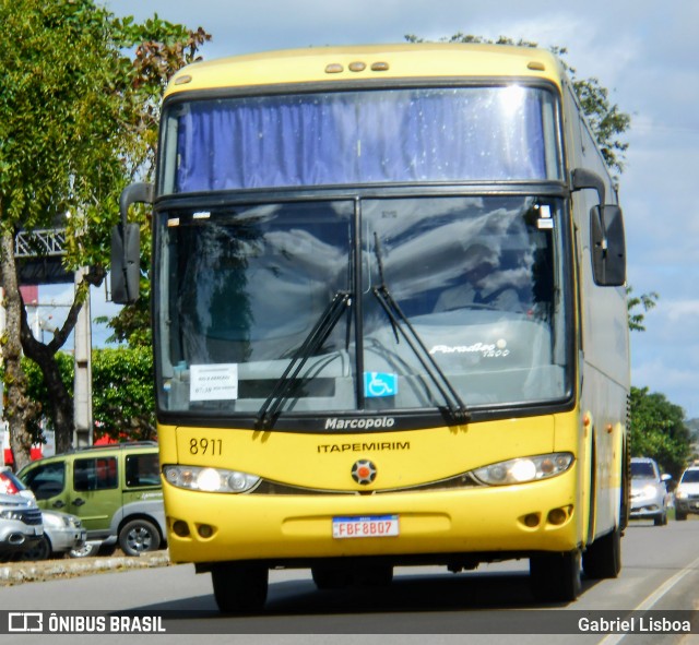 Viação Itapemirim 8911 na cidade de Santo Antônio de Jesus, Bahia, Brasil, por Gabriel Lisboa. ID da foto: 10032071.