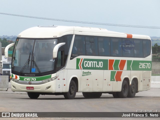 Empresa Gontijo de Transportes 21670 na cidade de Propriá, Sergipe, Brasil, por José Franca S. Neto. Número da foto: #10042531.