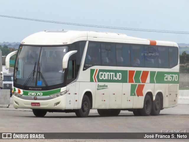 Empresa Gontijo de Transportes 21670 na cidade de Propriá, Sergipe, Brasil, por José Franca S. Neto. ID da foto: 10042531.