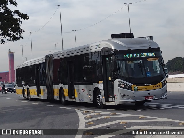 Viação Metrópole Paulista - Zona Leste 3 1160 na cidade de São Paulo, São Paulo, Brasil, por Rafael Lopes de Oliveira. ID da foto: 10042717.