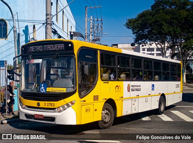 Viação Metrópole Paulista - Zona Leste 3 2763 na cidade de São Paulo, São Paulo, Brasil, por Felipe Goncalves do Vale. Número da foto: #10042682.