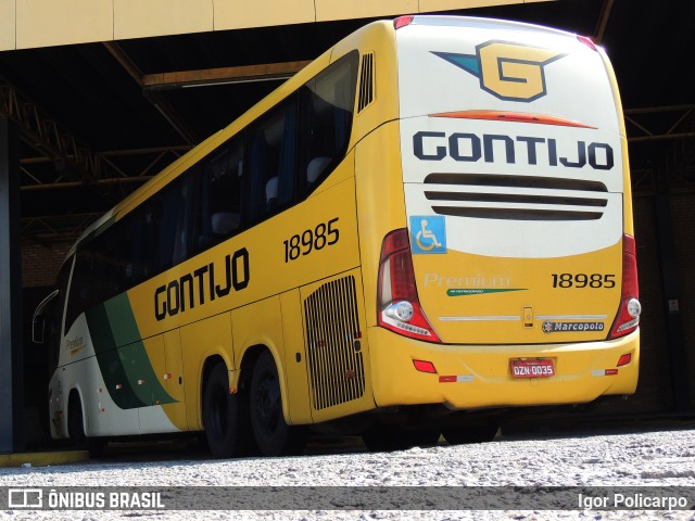 Empresa Gontijo de Transportes 18985 na cidade de Divinópolis, Minas Gerais, Brasil, por Igor Policarpo. ID da foto: 10040480.