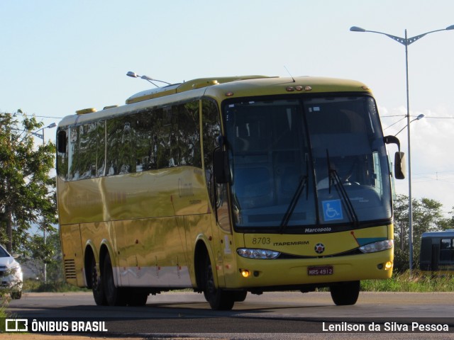 Viação Itapemirim 8703 na cidade de Caruaru, Pernambuco, Brasil, por Lenilson da Silva Pessoa. ID da foto: 10044709.