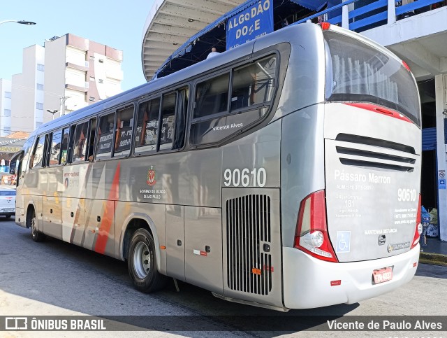 Empresa de Ônibus Pássaro Marron 90610 na cidade de Aparecida, São Paulo, Brasil, por Vicente de Paulo Alves. Número da foto: #9977751.
