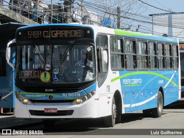 Viação Ponte Coberta RJ 190.019 na cidade de Rio de Janeiro, Rio de Janeiro, Brasil, por Luiz Guilherme. Número da foto: #9980772.