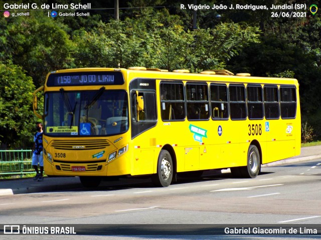 Auto Ônibus Três Irmãos 3508 na cidade de Jundiaí, São Paulo, Brasil, por Gabriel Giacomin de Lima. Número da foto: #9985283.