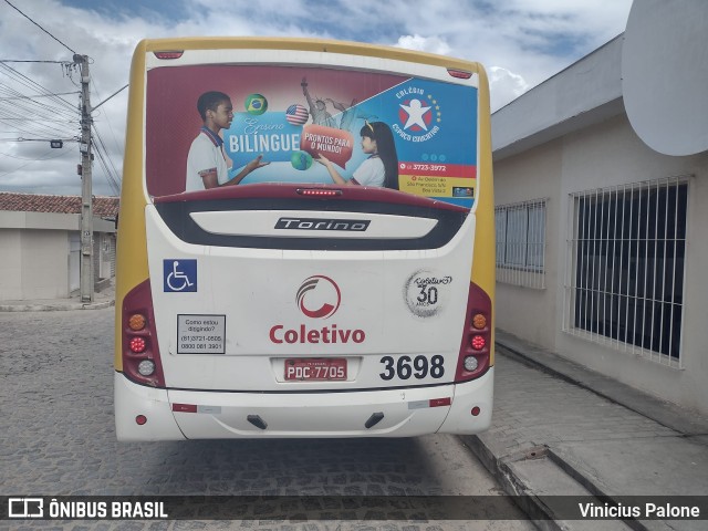 Coletivo Transportes 3698 na cidade de Caruaru, Pernambuco, Brasil, por Vinicius Palone. Número da foto: #9983944.